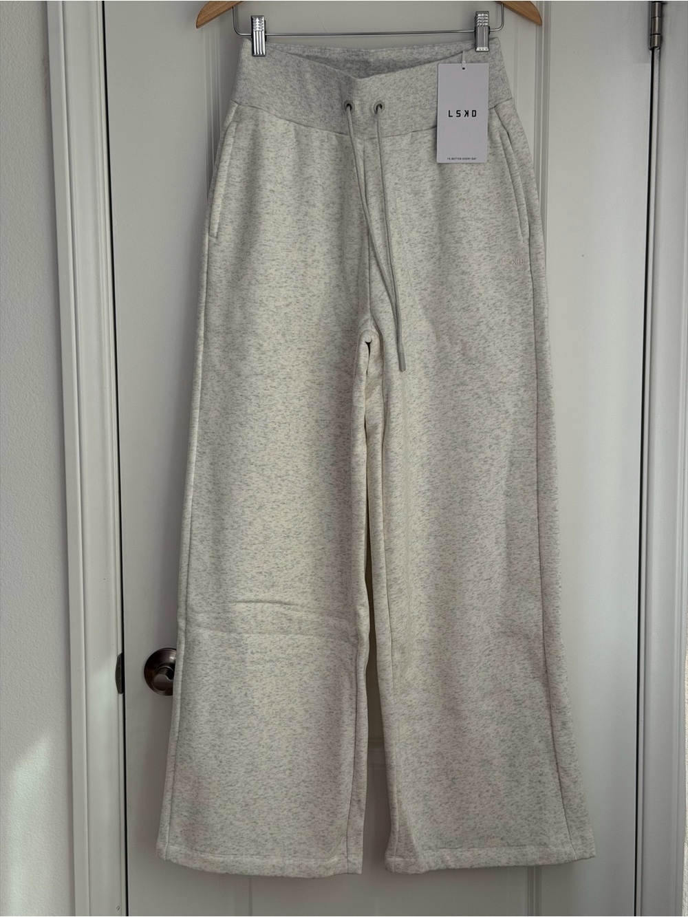 LSKD Go-To Wide Leg Track Pant in Silver Marl, Size Small - Picture 6 of 12